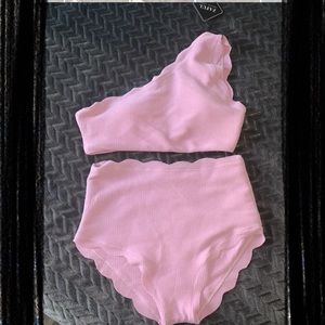 ❌SOLD❌ ZAFUL High Waisted Scalloped One Shoulder Bikini 💜